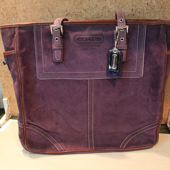 Coach Purple Suede Leather Tote Bag w/tags - Picture 1 of 16
